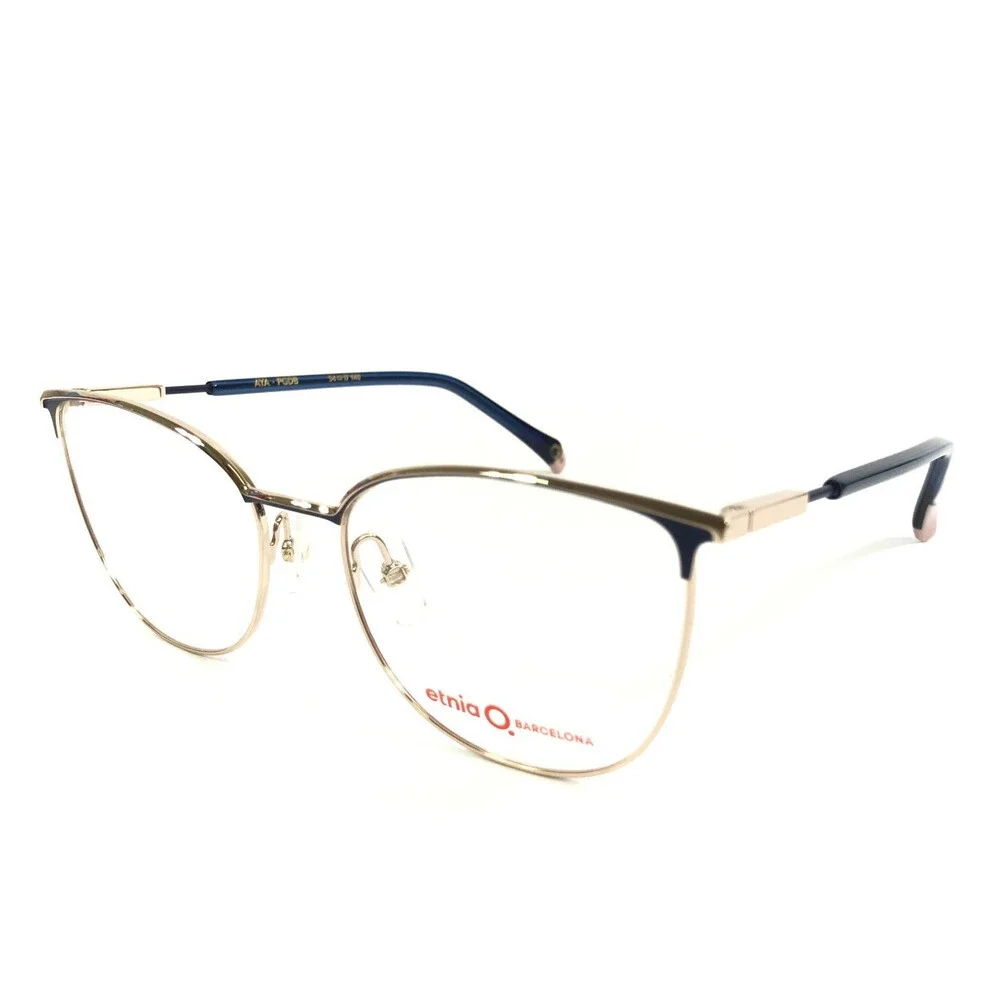 Etnia Barcelona Eyeglasses Frames AYA PGDB Pink Gold Dark Blue Cat Eye 54-17-140